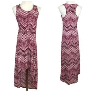 Love High Low Soft Fit Flare Dress Stretch Razor Back Sleeveless Size Small Red